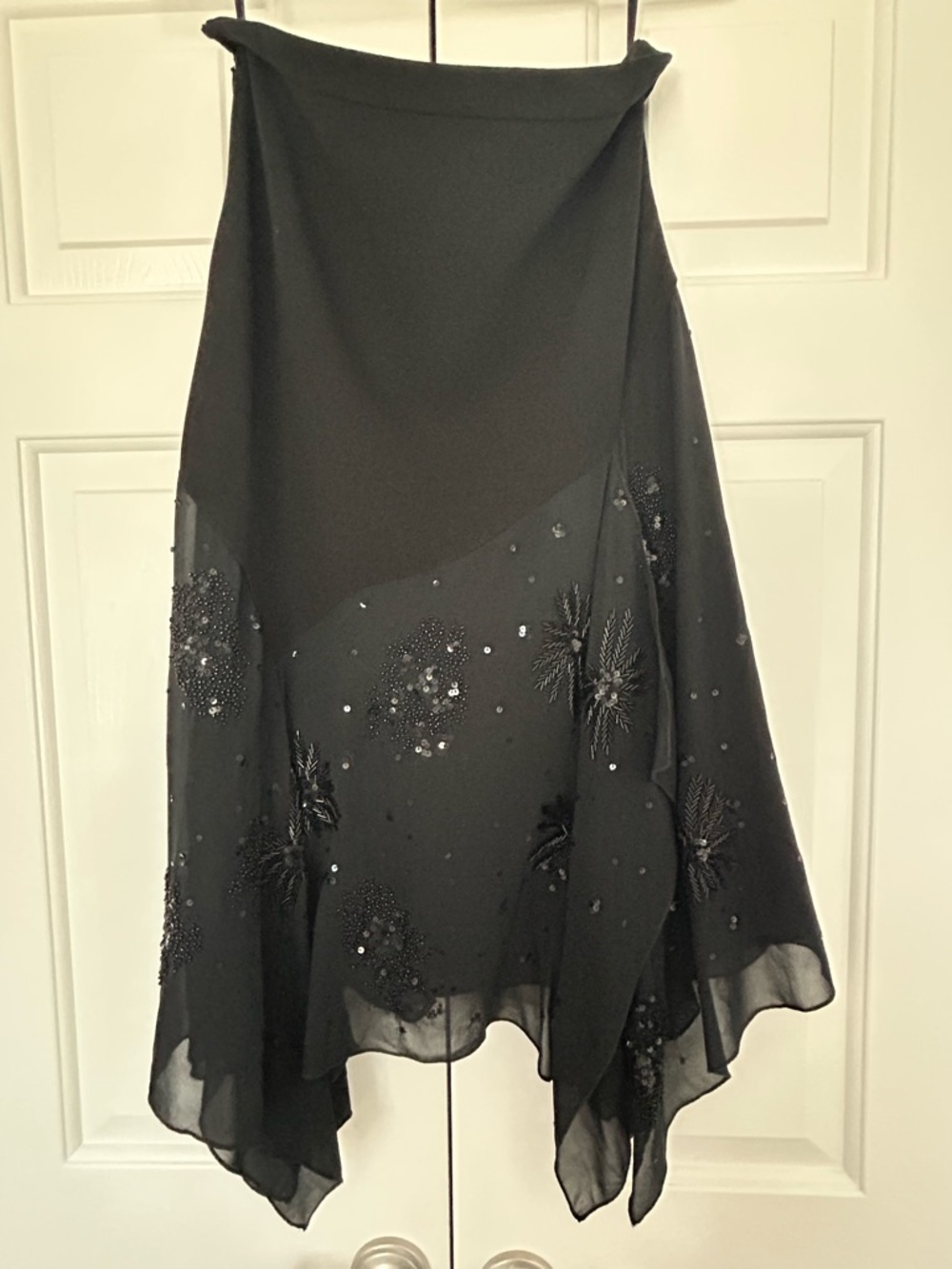Banana Republic: Vintage Black Embellished Asymmetric Chiffon Skirt